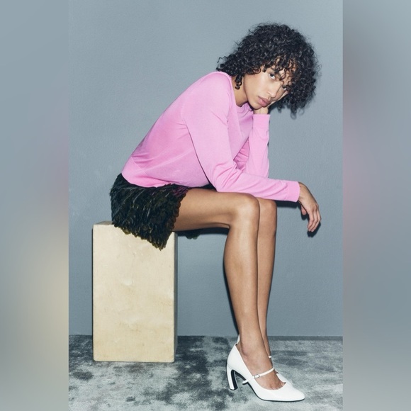 NWT ZARA KNIT MINI SKIRT WITH SEQUINS SIZE S - Picture 11 of 17